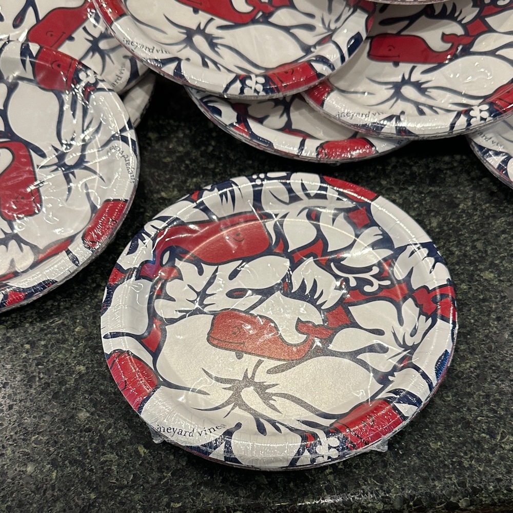 Vineyard Vines party plates party supplies coastal surfer whale new 160 pc set